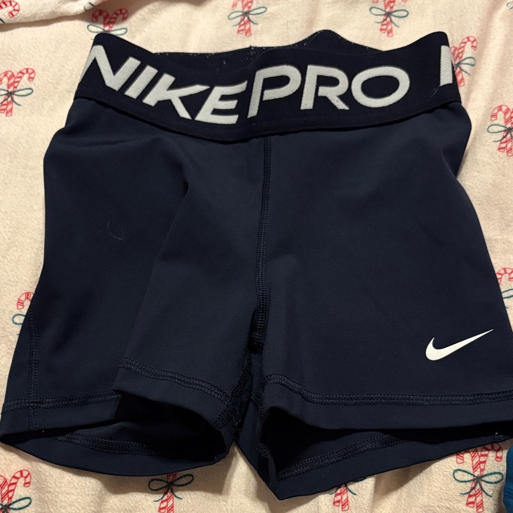 Nike Pro Navy Compression Shorts with White Swoosh